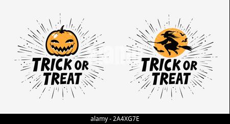 Trick or Treat, carte de vœux. Illustration du vecteur Halloween Illustration de Vecteur
