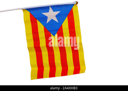 Drapeau de la Catalogne s'est tenue sur le fond blanc Banque D'Images