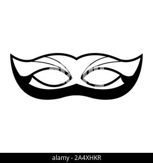 L'icône de masque de Mardi gras sur fond blanc, noir et blanc Illustration de Vecteur