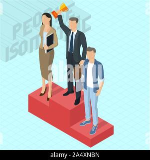Businessman à la première place sur un podium Illustration de Vecteur