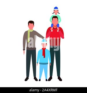 Homme avatar avec teen boy et kids, modèle plat Illustration de Vecteur