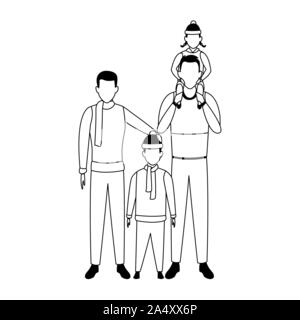 Homme avatar avec teen boy et kids, modèle plat Illustration de Vecteur