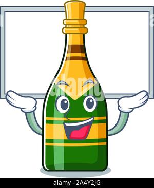 Bouteille de champagne Up conseil isolé avec la mascotte Illustration de Vecteur