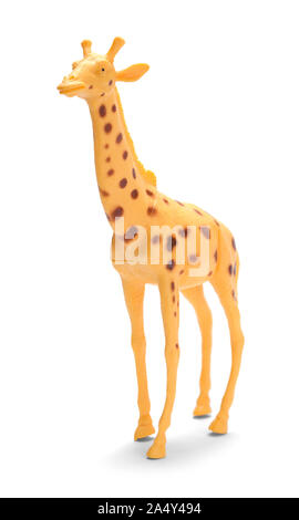 Girafe jouet Vue avant isolé sur fond blanc. Banque D'Images