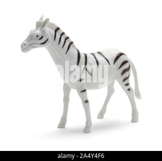 Jouet enfants Zebra plastique isolé sur fond blanc. Banque D'Images