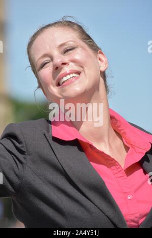 Hot Blonde Business Woman Wearing suit Banque D'Images