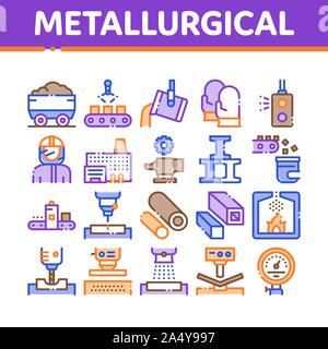 Les éléments de la cueillette métallurgique Icons Set Vector Illustration de Vecteur
