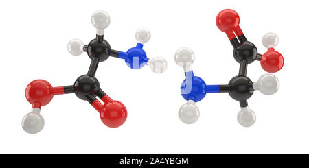 Molécule Glycine structure 3d illustration with clipping path Banque D'Images