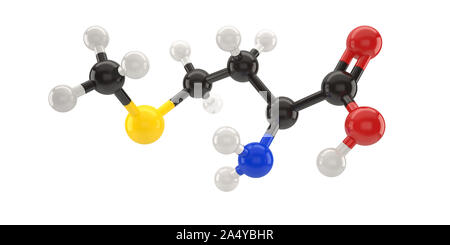 Molécule méthionine structure 3d illustration with clipping path Banque D'Images