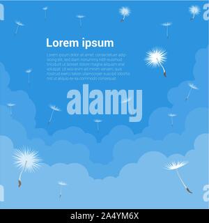 Graines de pissenlit souffle loin sur le vent Illustration de Vecteur