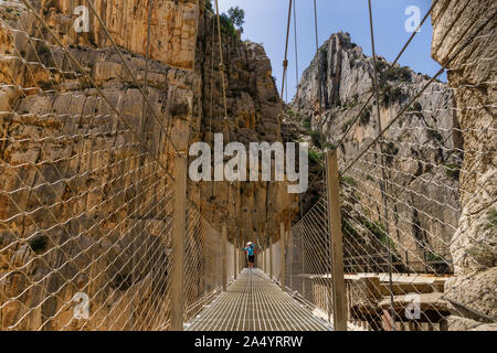 Équipements Caminito del Rey activée pour les randonneurs d'aventure. Malaga, Andalousie, espagne. Juin 2017 Avril Banque D'Images