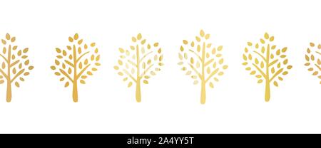 Silhouette d'arbre d'aluminium frontière vectoriel continu. Motif répétitif pour ruban, bannière, la conception de cartes. Art élégant pour partie, célébration, vacances Illustration de Vecteur