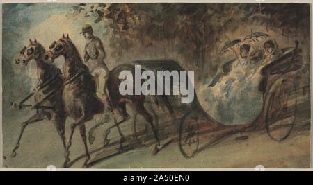 Transport dans le Bois de Boulogne, 1800. Banque D'Images