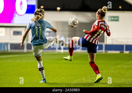 Manchester, UK. 16 Oct, 2019. Janine Beckie de Manchester City lors de l'UEFA Women's Champions League 1ère manche ronde de 16 match entre Manchester City et l'Atlético Madrid Femmes Femenino au stade de l'Académie, Manchester, Royaume-Uni le 16 octobre 2019. Photo de James Gill. Credit : premier Media Images/Alamy Live News Banque D'Images