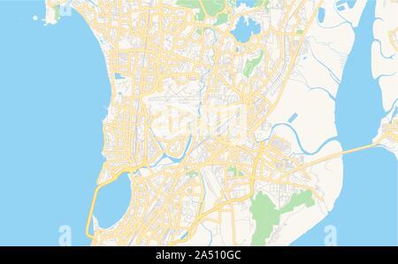 Version imprimable La carte des rues de Mumbai, Maharashtra, Inde. Modèle de carte pour un usage en entreprise. Illustration de Vecteur