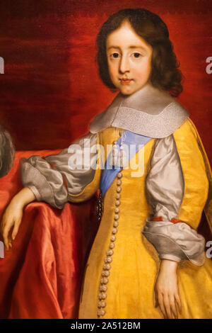 L'Angleterre, Londres, Portrait du Prince William d'Orange de 7 ans en date du 1657 Banque D'Images