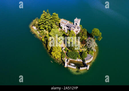 Le Lac d'Iseo (IL) - Île de Loreto - vue aérienne Banque D'Images