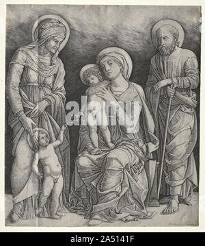 Sainte Famille avec sainte Elisabeth et l'enfant Saint Jean Baptiste, ch. 1500. Banque D'Images