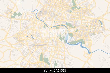 Version imprimable Plan de Lucknow, Uttar Pradesh, Inde. Modèle de carte pour un usage en entreprise. Illustration de Vecteur