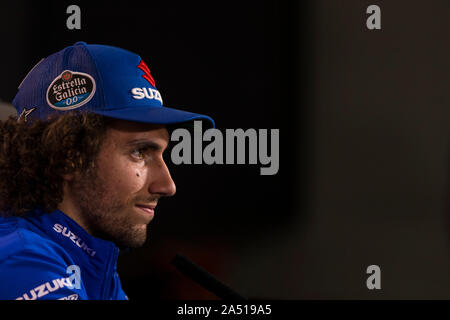 Motegi, Tochigi Prefecture, Japan. 17 octobre 2019, Twin Ring Motegi, Tochigi Prefecture, Japon, MotoGP, Motul Grand Prix du Japon, le jour de l'arrivée ; le nombre 42 Team Suzuki ECSTAR Alex rider rin au cours de la conférence de presse - usage éditorial : Action Crédit Plus Sport Images/Alamy Live News Banque D'Images