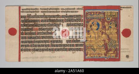 Kalpa-sutra manuscrit avec 24 miniatures : Sakra Citation Harinegamesin, ch. 1475-1500. Banque D'Images