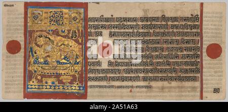 Kalpa-sutra manuscrit avec 24 miniatures : naissance d'Rsabhanatha, ch. 1475-1500. Banque D'Images