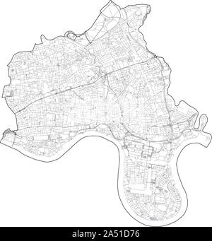 Satellite de l'arrondissements de Londres, la carte et les rues de l'arrondissement de Tower Hamlets. L'Angleterre Illustration de Vecteur