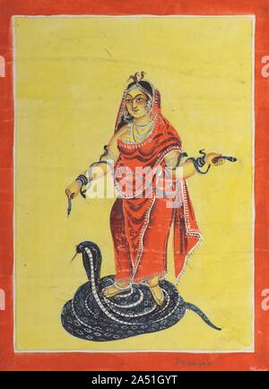 La Déesse Manasa, Serpent, années 1800. Banque D'Images