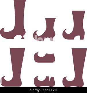 Santa little aides à l'époque médiévale a fait des chaussures. Illustration de Vecteur