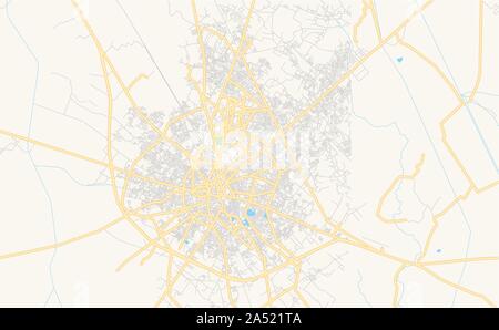 Version imprimable La carte des rues d'Aligarh, état de l'Uttar Pradesh, Inde. Modèle de carte pour un usage en entreprise. Illustration de Vecteur