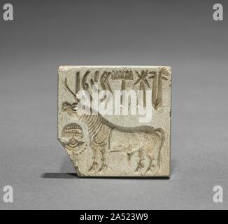 Joint avec Licorne et Inscription, c. 2000 BC. Les joints de pierre, probablement utilisés pour identifier les marchandises ou biens, sont parmi les plus nombreux des objets découverts à partir de la proto-mystérieux sites historiques le long des rives de l'Indus. Comme ces derniers, la plupart ont rendu sensible l'imagerie animale avec une inscription écrite dans un script qui n'a pas encore été déchiffré. Banque D'Images