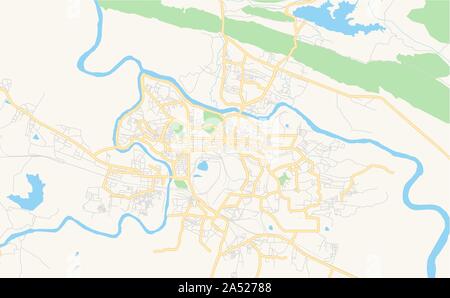 Version imprimable La carte des rues de Jamshedpur, l'État du Jharkhand, en Inde. Modèle de carte pour un usage en entreprise. Illustration de Vecteur