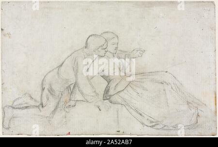 Étude pour "Le Berger mercenaire", 1851. Avec Dante Gabriel Rossetti et John Everett Millais, Hunt était un des membres fondateurs en 1848 de la confrérie préraphaélite, un groupe de jeunes artistes qui ont rejeté la lourde obscurité et idéalisation de la peinture d'histoire académique, pour le remplacer par minutieusement respectées, jewel-naturaliste de couleur détail. Il s'agit d'une étude pour les figures dans la peinture à l'huile le berger mercenaire, Hunt&# x2019;s premier succès commercial. La pose du couple dans la peinture sont remarquablement proches de l'étude précoce : le berger s'approche de la s Banque D'Images