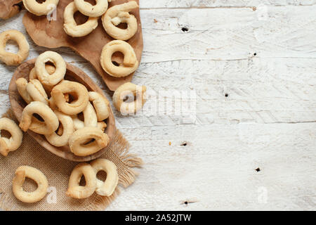 Snack traditionnel italien Taralli des Pouilles close up Banque D'Images
