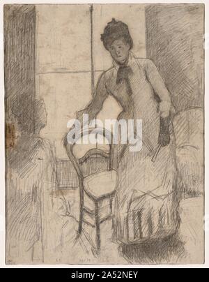 Le Visiteur (recto) ; le visiteur (verso), ch. 1881. Comme dans la bibliothèque de tricotage et After-Dinner Café, c'est une épure pour une gravure. La silhouette de l'incliné de la jeune femme contre les pans de lignes verticales et horizontales de la fenêtre, un personnage assis de profil dans le quart inférieur gauche de la composition, et de contrastes dramatiques de la lumière du soleil et l'ombre ont des précédents dans l'Degas Mary Cassatt au Louvre, le musée étrusque. Cependant, le soin, la délicatesse et la sensibilité avec laquelle le visage du visiteur a été appelée sont tout à fait caractéristique de l'observation étroite de Cassatt son mod Banque D'Images