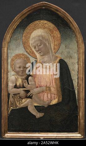 Vierge à l'enfant, ch. 1460. Neri de Bicci était un peintre prolifique principalement des thèmes religieux, principalement actif à Florence comme un peintre du panneau. Son grand-père Lorenzo di Bicci était aussi peintre à Florence, élève de Spinello Aretino. Ses journaux depuis les années 1453-75, y compris les taux de rémunération pour son travail, sont encore conservés dans la bibliothèque de la Galerie des Offices à Florence. Banque D'Images