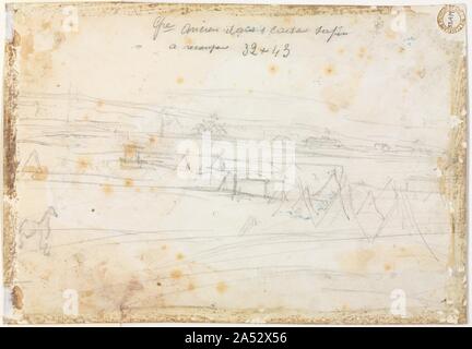 Scène de campement de guerre (verso), 19e siècle. Banque D'Images