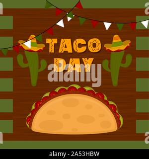 L'affiche de la fête du taco. - Vector illustration Illustration de Vecteur
