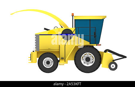 Vue latérale de la moissonneuse-batteuse isolé sur blanc. Le rendu 3D Banque D'Images