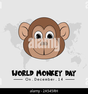 Journée mondiale de Monkey Monkey cartoon Vector Face Banque D'Images