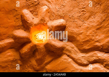 Détail de l'intérieur de Casa terracota, argile maison construite par l'architecte Octavio Mendoza près de Villa de Leyva, Colombie Banque D'Images