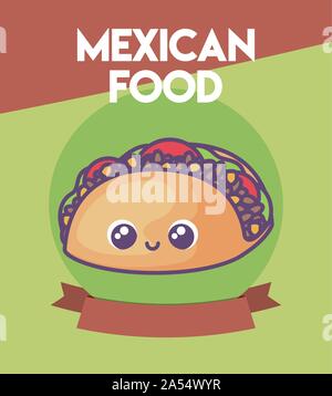 Carte avec la nourriture mexicaine label vector illustration design Illustration de Vecteur