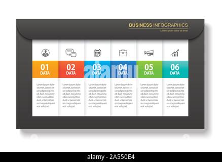 Dans l'onglet index infographies papier avec 6 modèle de données. Résumé fond d'illustration vectorielle. Peut être utilisé pour la mise en page, l'étape d'affaires de workflow, bannière, Illustration de Vecteur