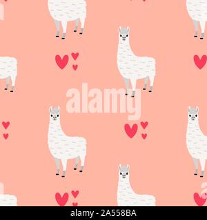 Lama blanc motif. Colorful vector illustration Illustration de Vecteur