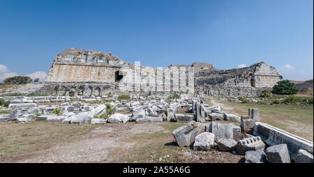 Miletos ville antique theatre, restera dans les annales de l'histoire comme le lieu de naissance de mathématicien Thales Banque D'Images