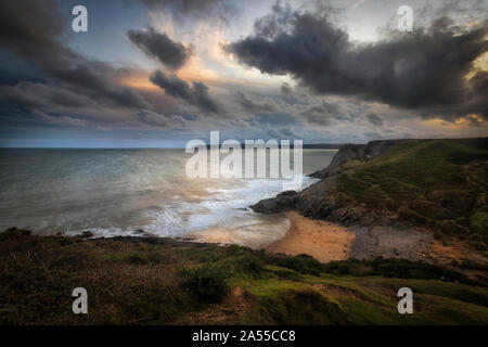 Pobbles Bay et trois rochers Banque D'Images