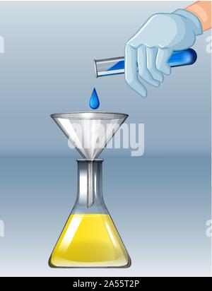 Expérience de chimie avec différents produits chimiques illustration Illustration de Vecteur