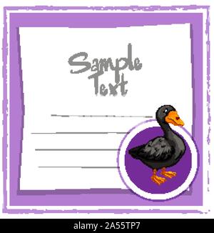 Modèle de carte avec illustration du canard noir Illustration de Vecteur