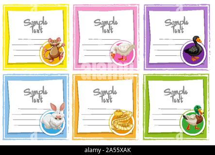 Modèle de carte avec des animaux différents illustration Illustration de Vecteur