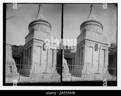 Vallées de Josaphat et de Hinnom. Pilier d'Absalom, montrant les détails. Banque D'Images